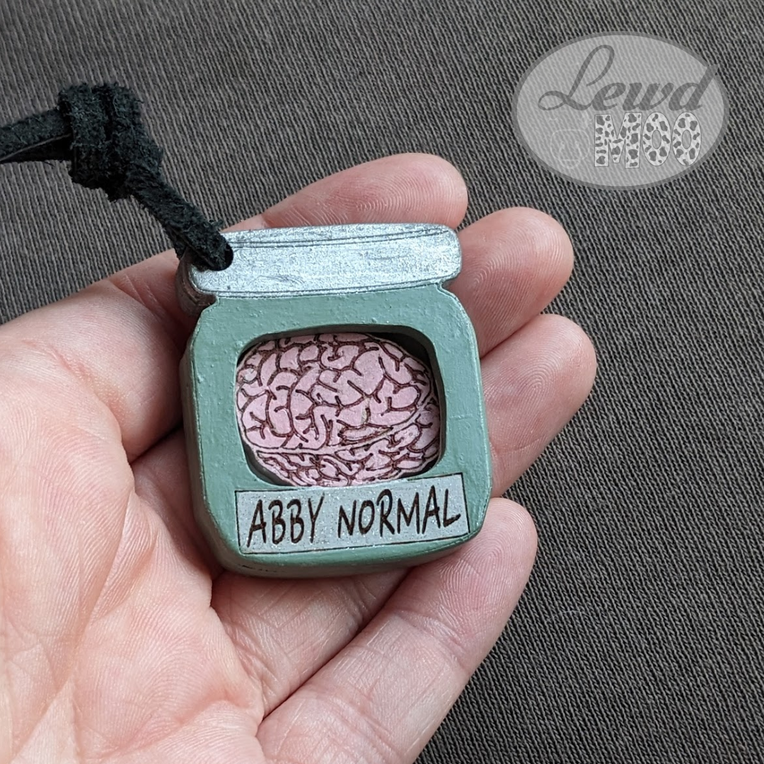 Brain in a Jar Necklace Abby Normal Adjustable Leather Strap