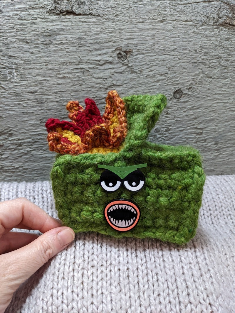 Dumpster Fire Monster Crochet Plush Toy