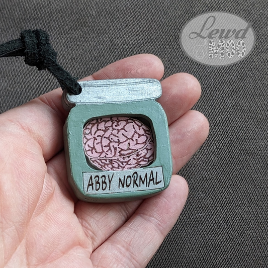 Brain in a Jar Necklace Abby Normal Adjustable Leather Strap
