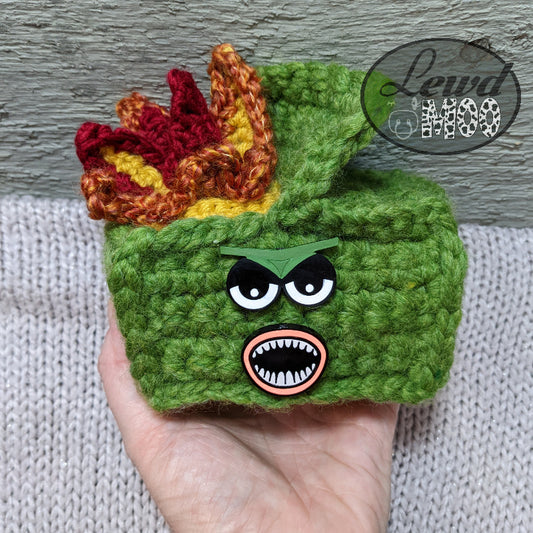 Dumpster Fire Monster Crochet Plush Toy