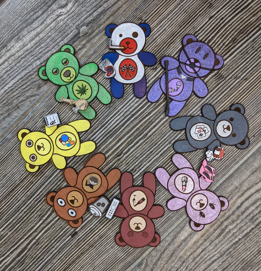 Careless Bears Magnets WHOLE SET of 8