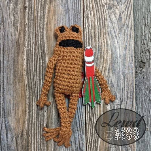 Missile Toad Crochet Plush with Wooden Missile Button